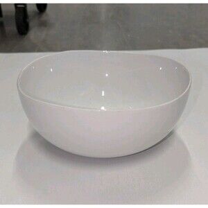 West Elm Large White 11" Serving Porcelain Bowl Art Deco Wave Shaped Minimalist